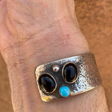 Load image into Gallery viewer, Royston Turquoise Cuff with Onyx and Sleeping Beauty
