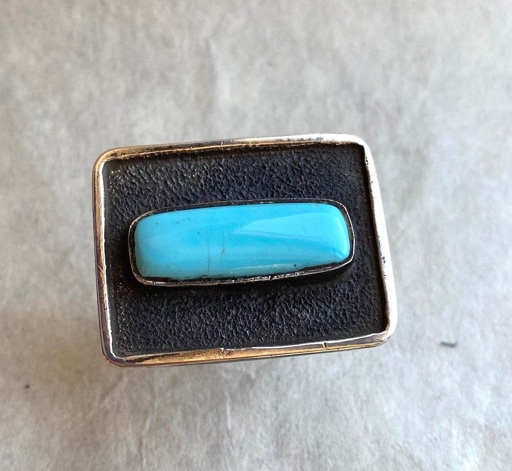 Square Ring with Campitos Turquoise